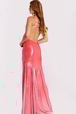 Backless Pink Prom Dress With Crystals