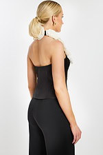 black halter top with floral details 48102