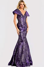 v neckline purple mermaid dress 48110