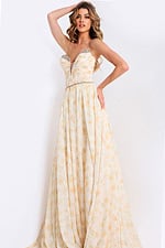 Romantic Deep V Neck Prom Gown