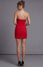 strapless ball gown back view with ruffle layers and full volume