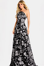 black and silver a flowy evening dress
