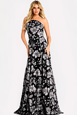 strapless floral a line dress 48175