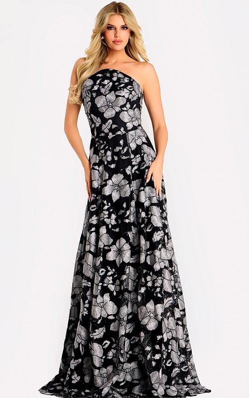 strapless floral a line dress 48175
