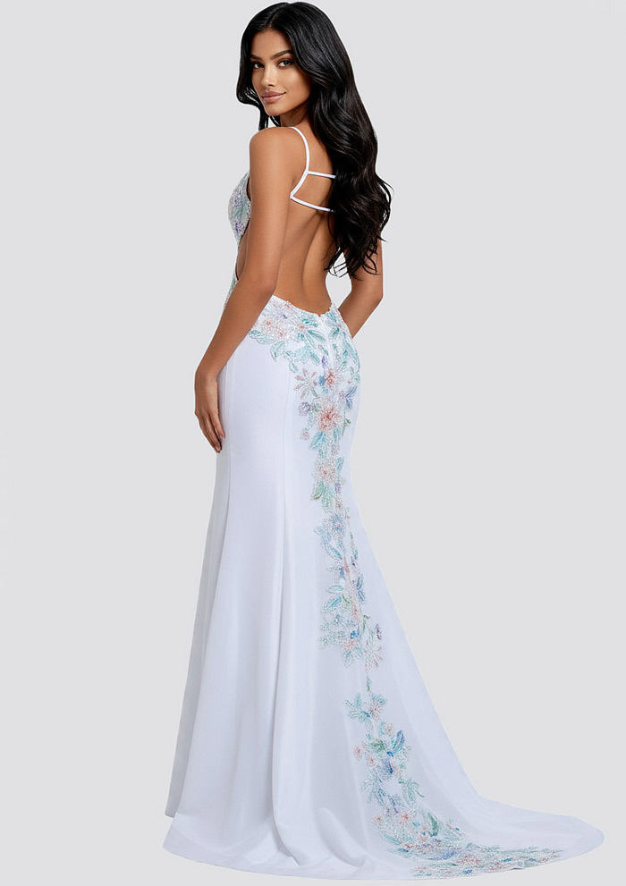 Beaded Floral Cutout Dress With Open Back 48176 | Jovani