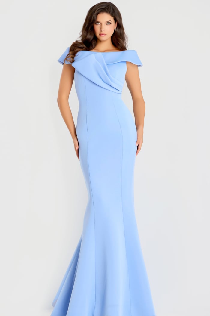 blue off the shoulder mermaid dress 48192