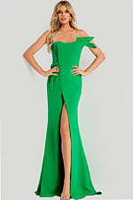 high slit green strapless dress 48204