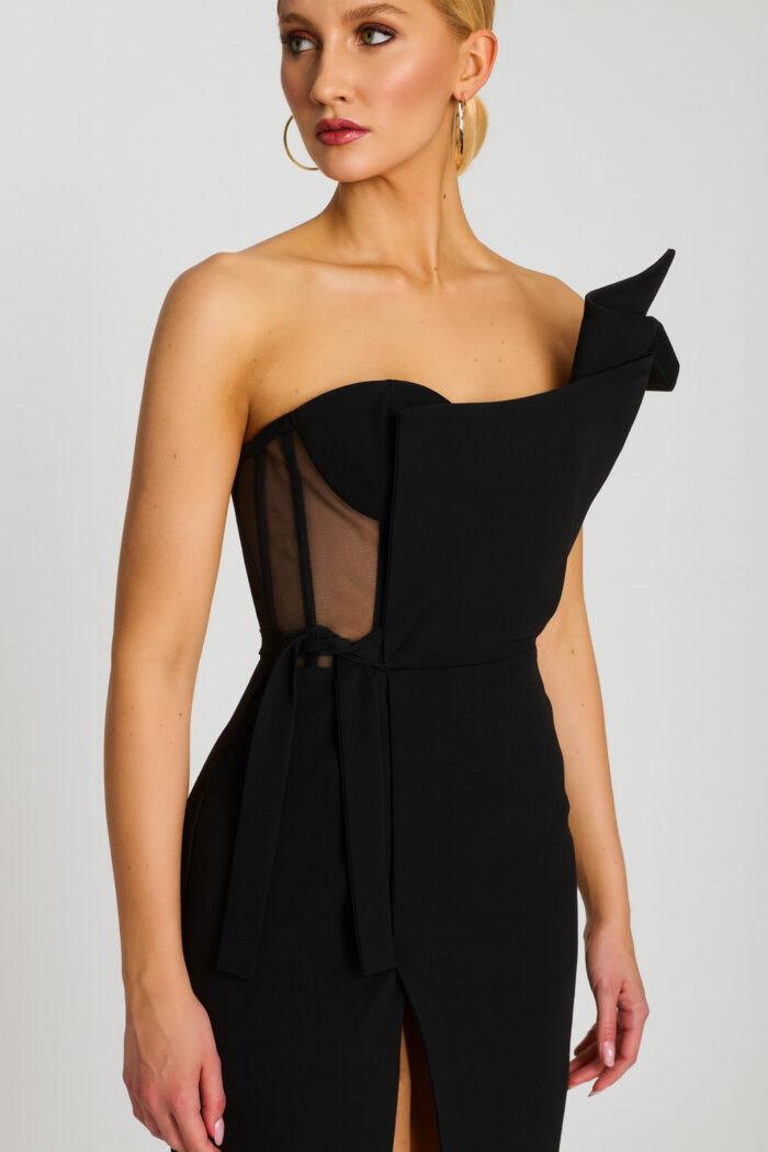 one shoulder black dress 48205