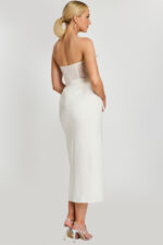 white corset bodice midi dress 48205