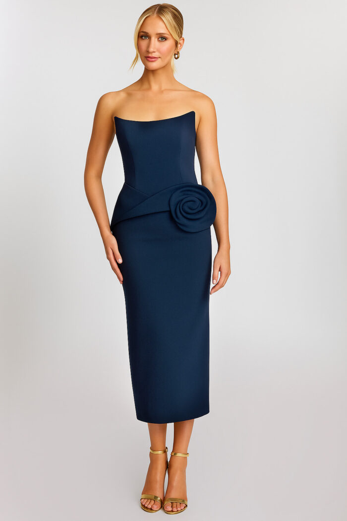 navy strapless fitted dress 48208