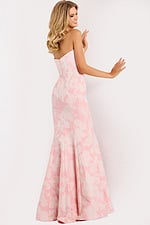 Elegant pink fitted gown with floral texture