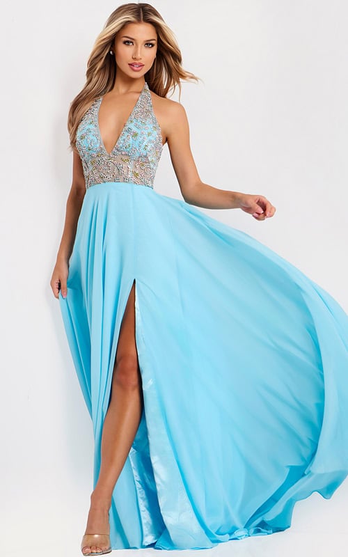 A-line formal dress with high slit 48300