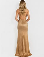 open back beaded gold dress