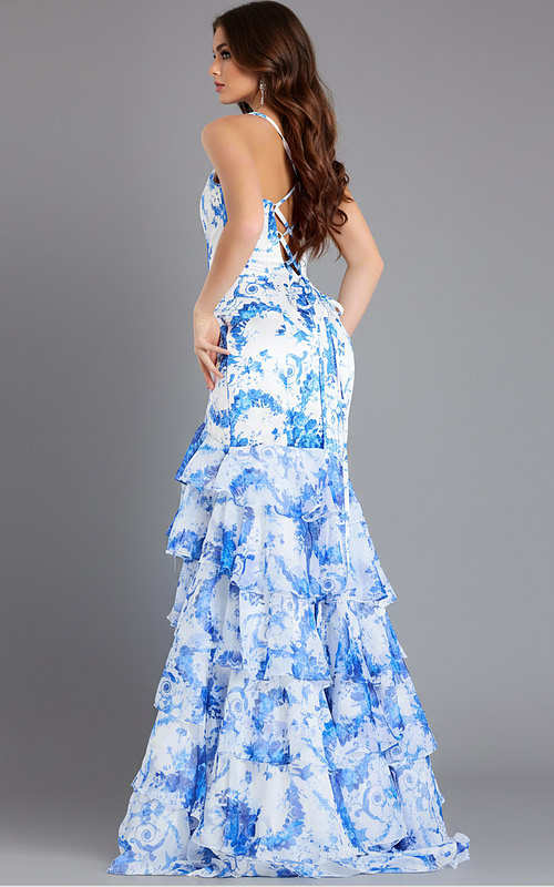 back of floral ruffled dress 48331