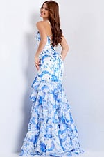 floral blue and white mermaid dress 48331
