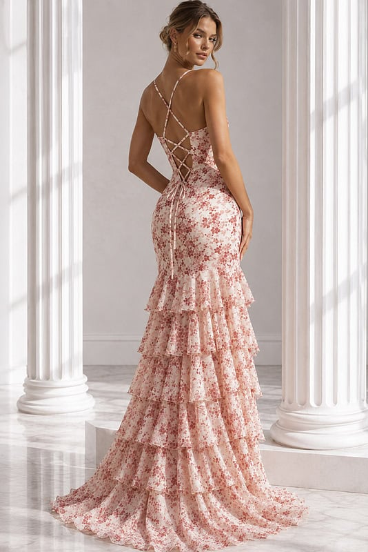 kehlani formal floral lace slit mermaid dress Kehlani Formal Floral Lace Slit Mermaid Dress