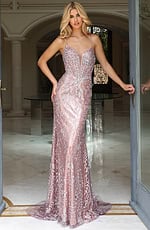 pink beaded lace gown 48370