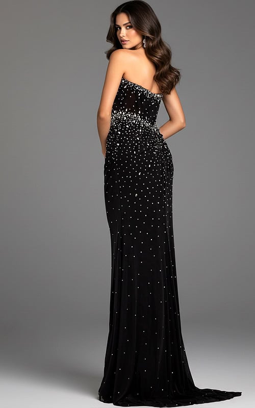 back of strapless fitted black dress 48372