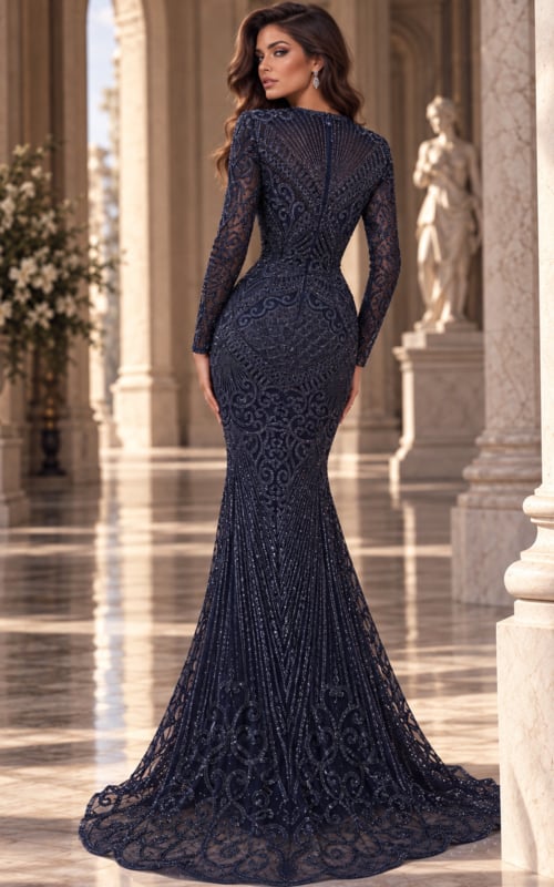 back of covered embellished dress