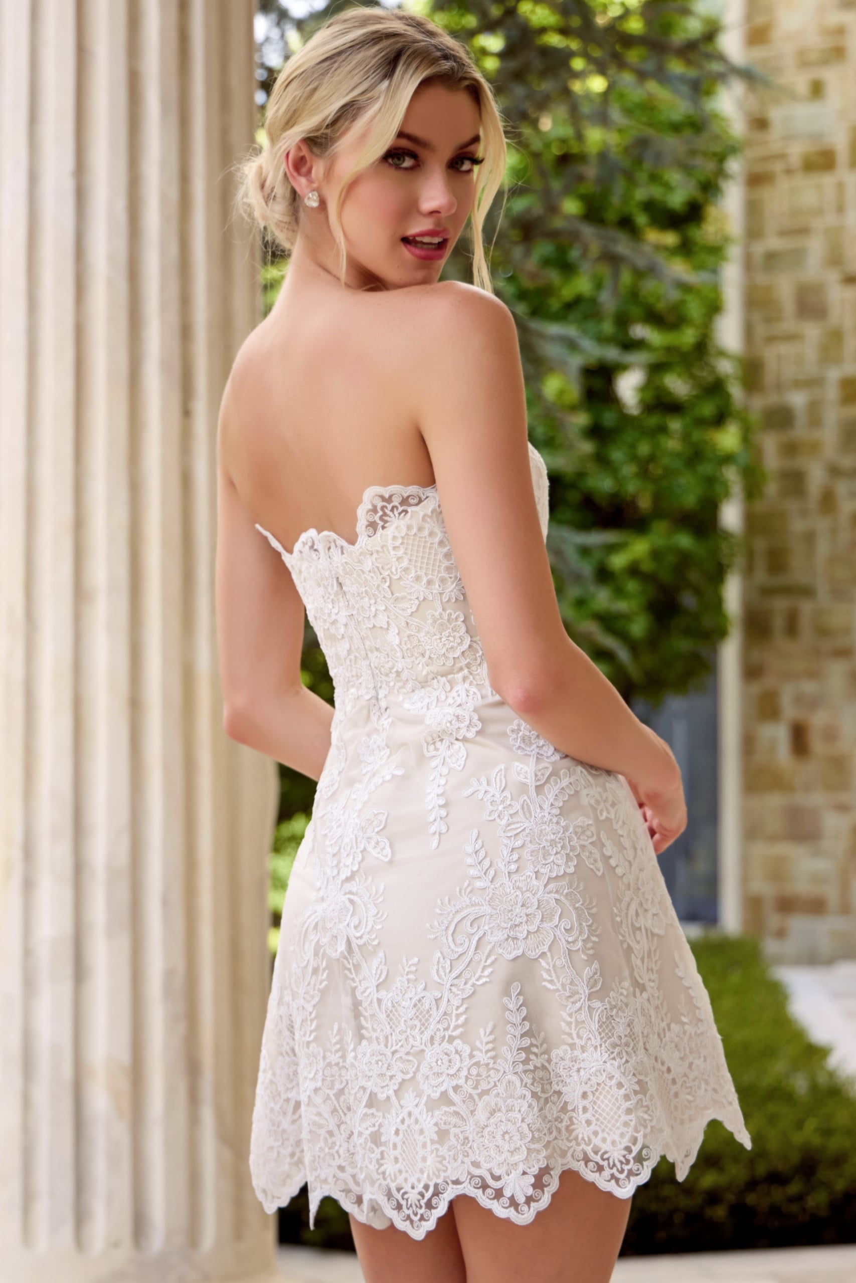 fit and flare strapless short dress 48451