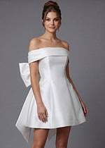 off the shoulder white dress with bow details in the back 48453