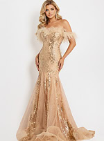 Strapless Feather Sequin Gown 48465 - Image 7