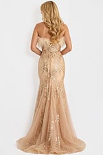 Feather Off Shoulder Sequin Mermaid Gown 48465 - Image 3