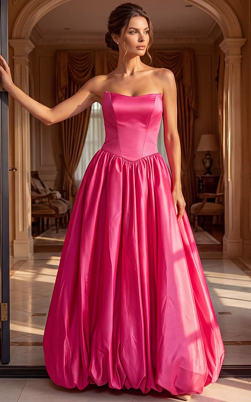strapless pink fit and flare dress 48482