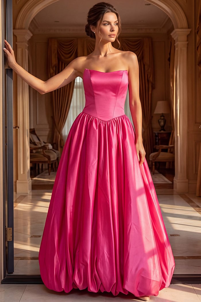 strapless pink fit and flare dress 48482
