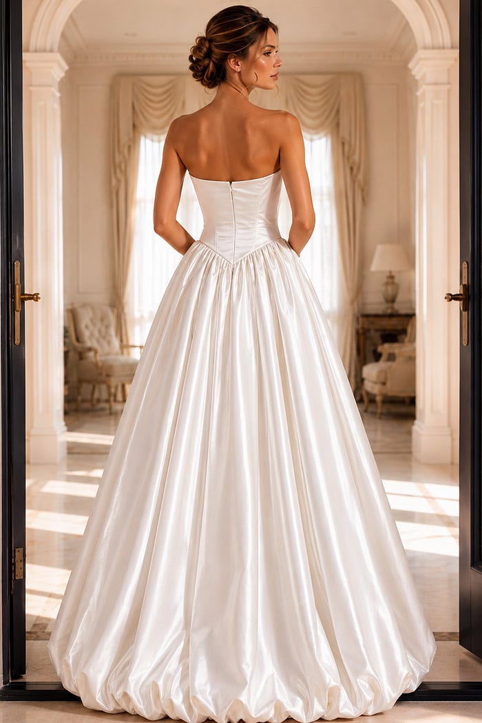 strapless white a line dress 48482