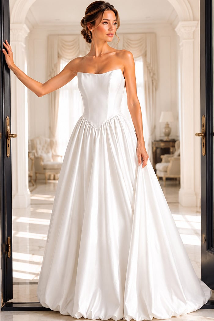 strapless white ball gown 48482