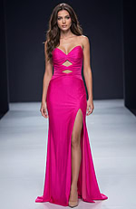 fuchsia high slit sweetheart neckline 48498