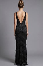 back of fringe black dress 49162