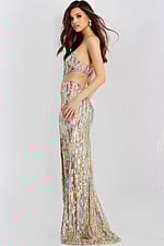 Shimmering one shoulder evening dress