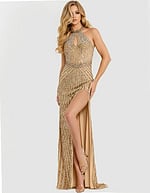 gold halter neck dress 48531