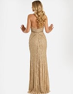 Gold embellished formal dress with slit 48531
