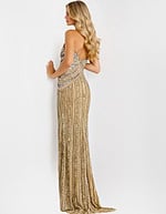 back of strapless beaded gold dress 48539