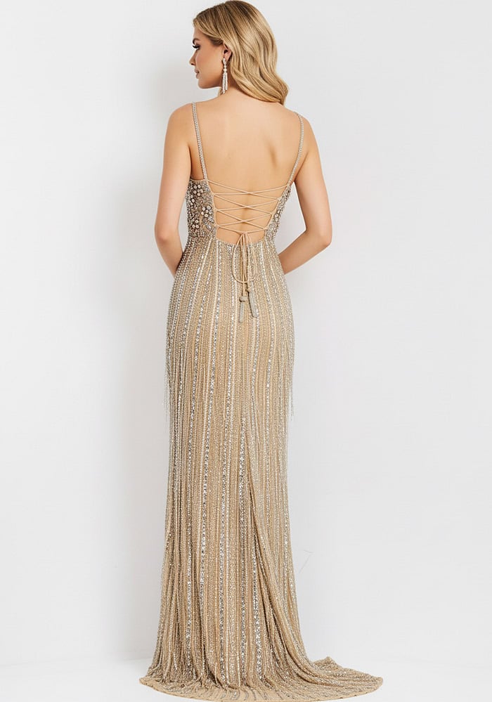 Sparkling Beaded Cutout Gown 48548