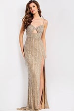 nude beaded dress 48548-nude