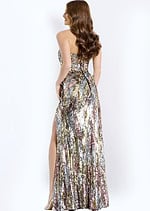 bck of the strapless beaded silver dress 48550