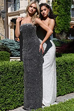 strapless rhinestone gown with back slit