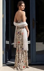 romantic tulle evening gown with bow shoulder straps and flowy silhouette