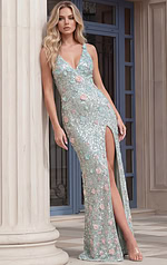 Fitted beaded gown V-neck style