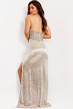 Glamorous strapless evening gown with embellished corset top