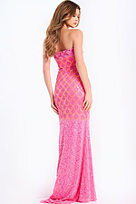 Elegant strapless prom dress with open back