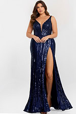 Plus Size Navy Sequin Gown