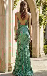 Rose Gold Sequin Prom Dress With Slit 48635 - Image 6