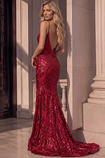 fitted dress with open back and sparkling embellished design.
