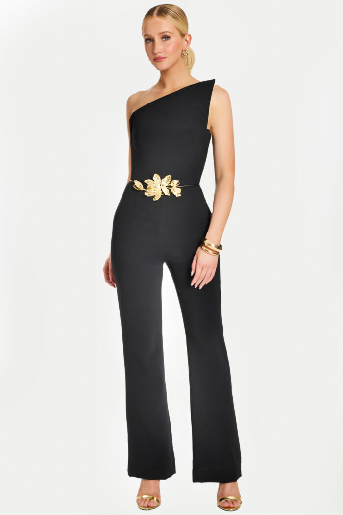 one shoulder jumpsuit with gold belt 48659