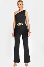 one shoulder jumpsuit with embellised waistline 48659